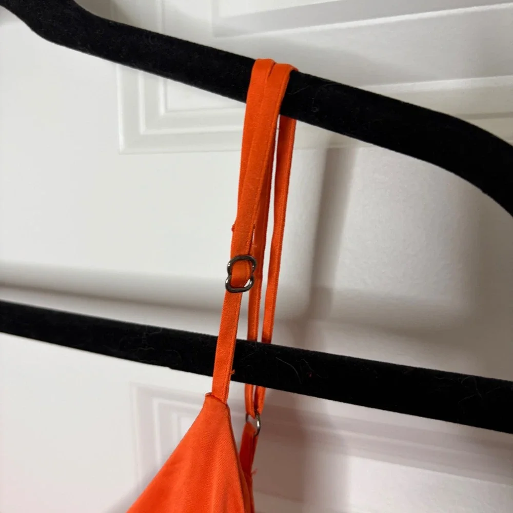 The Drop Ana Orange Midi Slip Dress XL Side Slit Minimalist